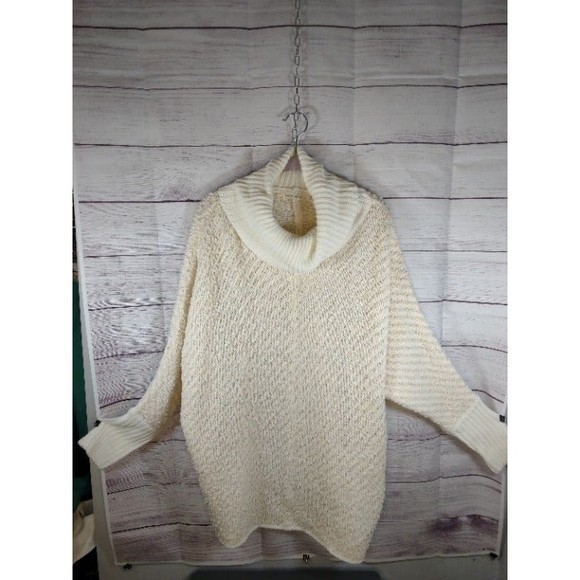 moon & madison Oversized Cowl Neck Ivory Knit Acrylic Blend Sweater, Wmn's Sz S - Picture 1 of 7
